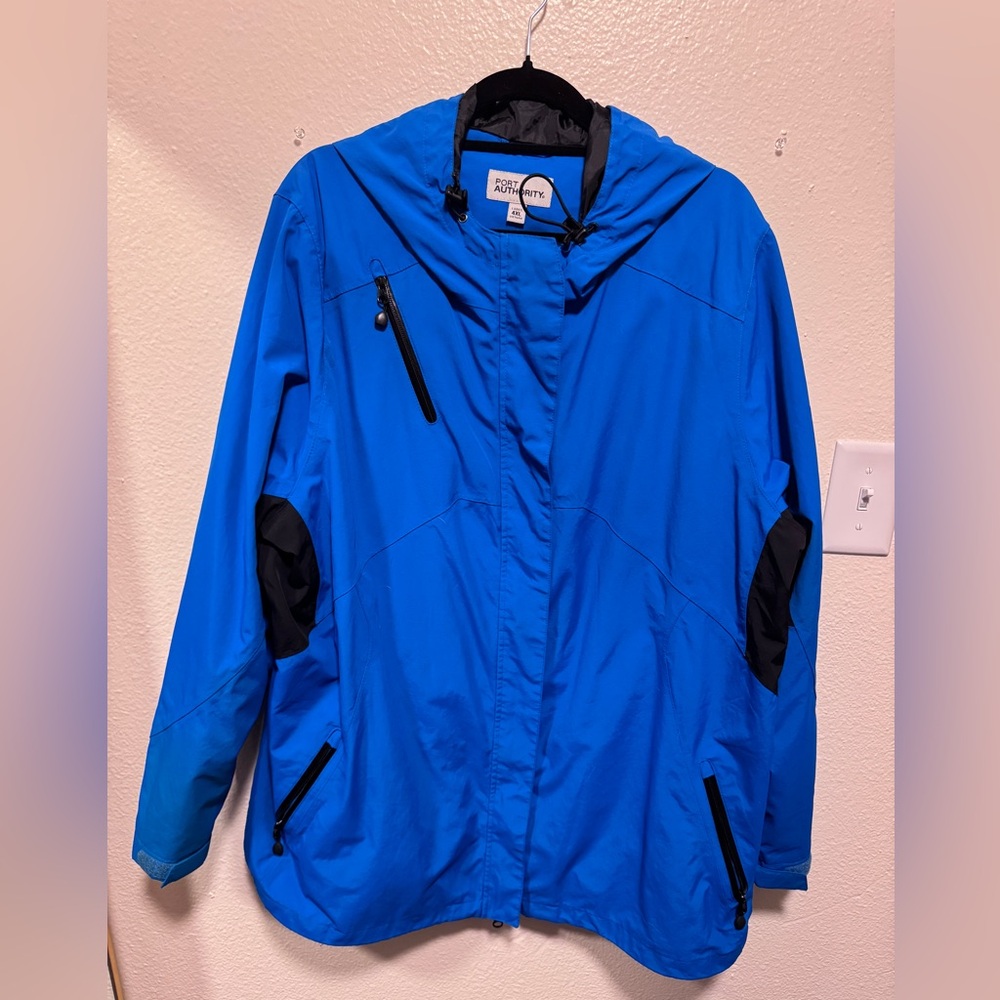 Port Authority Women's Bright Blue Hooded Ski Jacket with Black Accents